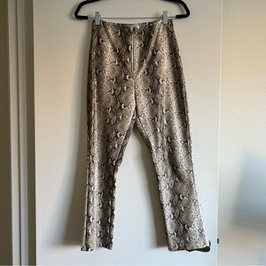 Faux Snakeskin Kick Flare Pants